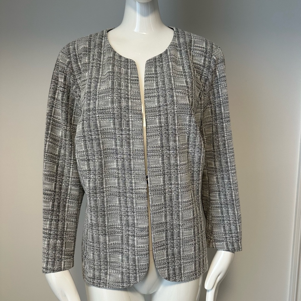 Kasper Women's Black and White Plaid Blazer